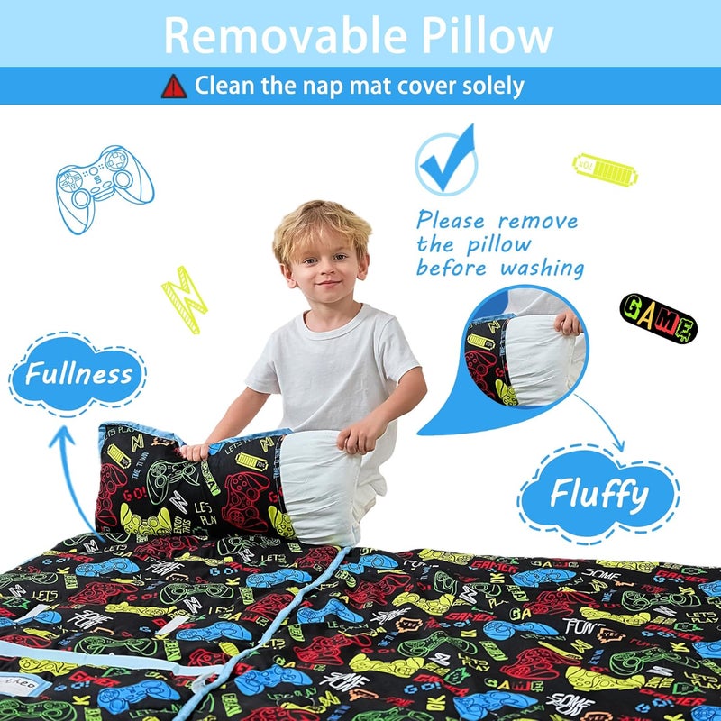 lasoftan Toddler Nap Mat with Pillow and Blanket, Extra Large Rolled Napping Mats,Slumber Bags for Boys Girls,Kids Sleeping Bag for Daycare, Preschool Travel Camping - Image 5